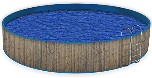 Wallario Pool Verkleidung mit Motiv ohne Ösen, Umrandung Dekoration, Motiv Holzpaneelen in grau braun - Holzmuster mit Maserung, Größe Höhe 80 cm x L 15m