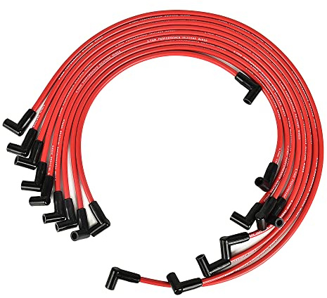 Universal Spark Plug Wire Set - 8.5mm Red High Performance - Compatible with Chevy GM SBC BBC Engines Small Block 305 307 327 350 Big Block 427 454 502 and More with HEI Distributor