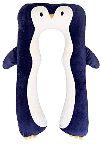 DRACA Seitenschläferkissen Kinder Pinguin Komfortkissen Wunderkissen Anti Stress ADHS Kissen für Kinder Einschlafkissen Tier Multifunktionskissen, Baumwolle In Tierform Großes Kuschelkissen Kind