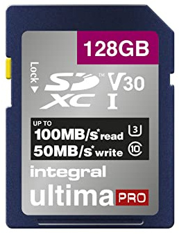 Integral 128GB SD Card 4K Ultra-HD Video Premium High Speed Memory Card SDXC Up to 100MB/s SDXC V30 UHS-I U3 Class 10 SD Memory Card