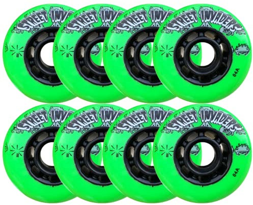 JHKJ Inline-Skate-Räder 72 mm/ 76 mm/ 80 mm Inline-Skate-Ersatzräder für Rollhockey-Skates Flat Flower Wheel Brush Street Etc,Grün,72mm