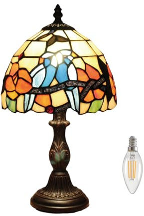 Kinbolas 8 Tischlampe Tiffany-Stil Buntglas Lampenschirme Vintage Schreibtischlampe Kleine Nachttischlampe Schlafzimmer Wohnzimmer Büro Lesen Antik Art Deco(Color:I-8)