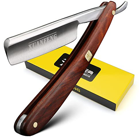 XUANFENG Maquinilla de afeitar con mango de madera – Maquinilla de afeitar tradicional recta