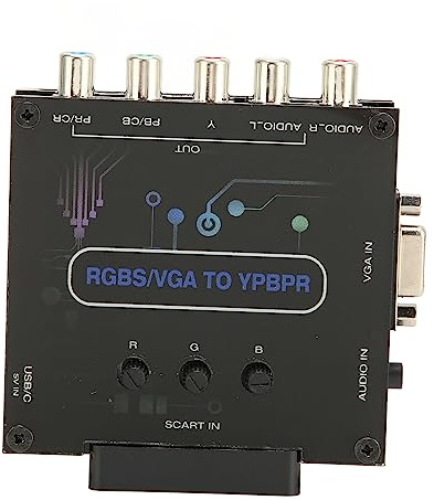 RGBS VGA SCART zu YPBPR Komponentenkonverter für Spielekonsolen – Farbhelligkeit Einstellbar
