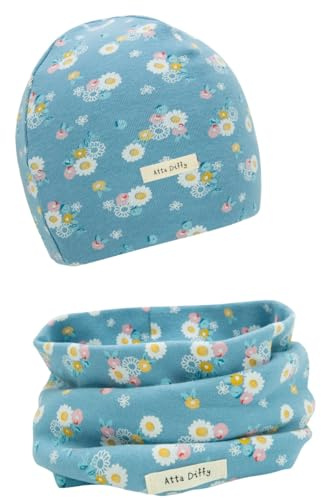 Foruhoo Mädchen Mütze Set mit Schal Kinder Beanie für Herbst Winter Baumwolle 2er