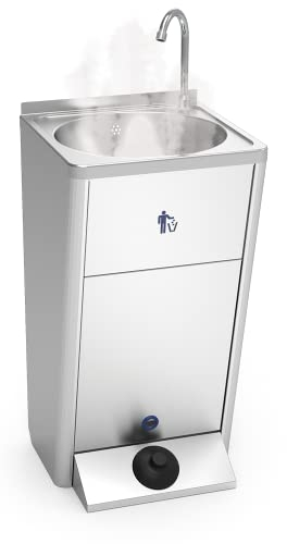 Lioninox Freistehendes Handwaschgerät, Edelstahl, Warmwasser, 12 V, 450 x 450 x 850 mm