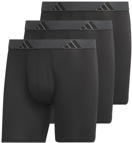 adidas Men's Microfiber Boxer Briefs (3-Pack) Performance Stretch Moisture-Wicking Underwear, Black/Onix Grey/Black, S