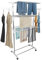 XUANYU Étendoir à Linge sur Pied 3 Niveaux Pliable et Portable, Sechoir à Linge avec Ailes Pliable, Acier Inoxydable et Plastique, Sechoir a Vêtement Intérieur/Extérieur (Blanc-argent D, 75×44×158 cm)