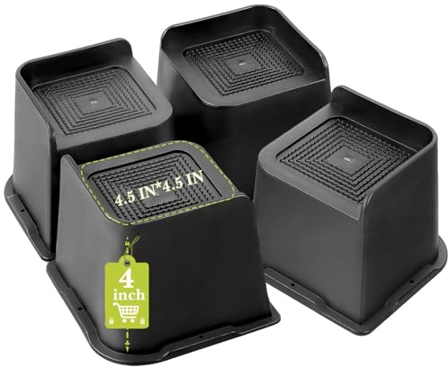 Yookwutar Bed Risers 2 inch, 3 inch, 4 inch, 6 inch, 8 inch Heavy Duty, Oversized Furniture Riser for Couch Sofa Table Chair Leg Frame Dorm, Support up to 6000 Lbs (Black 4 Pack, 4 inch)