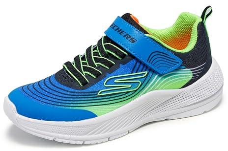 Skechers Microspec Advance träningsskor pojkar, Blue & Lime Textile / Synthetic / Orange & Bl, 34 EU