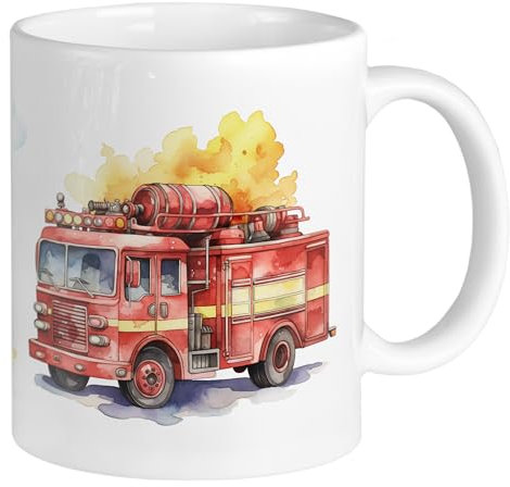 GRAZDesign Tasse Feuerwehr mit Namen personalisiert, Kindertasse Namenstasse für Jungen Keramik 330ml