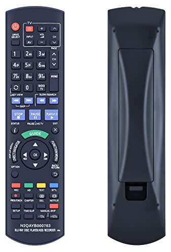 Il telecomando N2QAYB000763 è un sostituto adatto per lettori Blu-Ray Panasonic, registratori HDD: DMR-HWT230 DMR-PWT420EB DMR-PWT500EC DMR-PWT520 DMR-PWT530 DMR-PWT635 DMR-HW220EBK