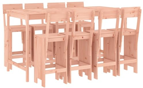 Makastle 9-teilig Gartenbar Set, Garten Sitzgruppe Essgruppe Stehtisch Barstühlen Gartenmöbel, Bartisch mit Barhocker Set für Garten Rasen, Massivholz Douglasie