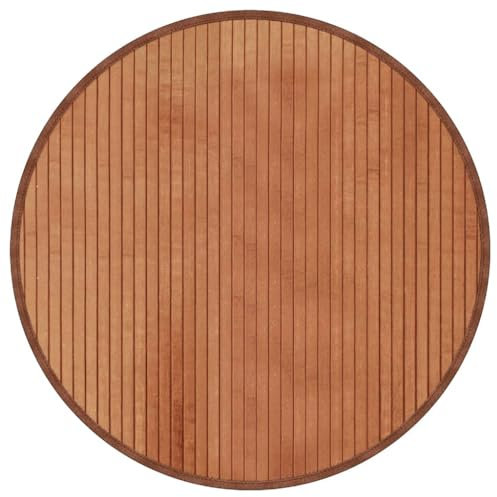 vidaXL Brown Bamboo Round Rug - Modern Floor Mat Carpet Runner for Kitchen, Hallway, Area Rug with Anti-Slip Backing, 60 cm Diameter
