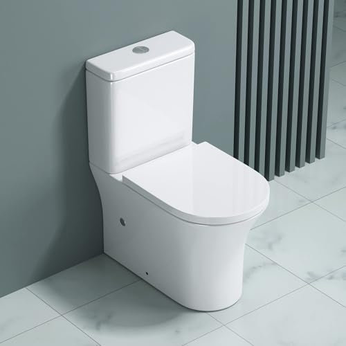 doporro Design Stand WC Toilette bodenstehend Tiefspüler mit Silent-Close spülrandlose Toilette spülrandloses WC Aachen304T