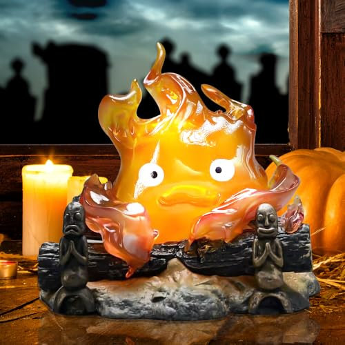 KUWUNG Veilleuse Calcifer, lampe Calcifer, Ornements de Modèle de Bureau Calcifer, Ornements Mignons delfes de feu danime, veilleuse Calcifer, lumière ambiante de flamme adaptée à Halloween