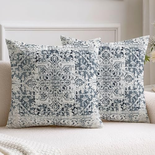 Vorysum Boho Kissenbezüge 50x50 cm 2er Set Schwarz Sofakissen Vintage Dekokissen Samt Kissenbezug Abstrakte Kissenhülle Herbst Zierkissenbezüge für Wohnzimmer Schlafzimmer Couch