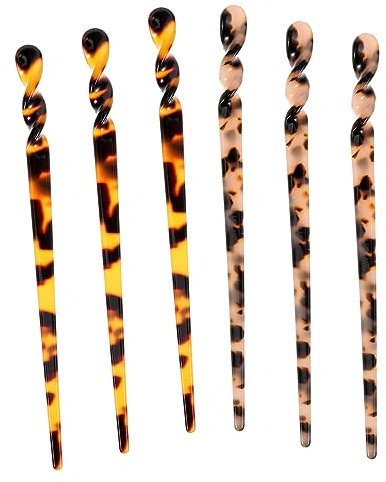 HONMEET 6pezzi Bacchette Cinesi Acetato Vintage Per Decorativi Per Chignon Acconciature e Raffinate