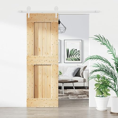 TREISL Porte coulissante intérieure avec ensemble de matériel 70 x 210 cm bois massif pin porte coulissante extérieure portes intérieures moderne porte de chambre bois pour cuisine grange garage blanc