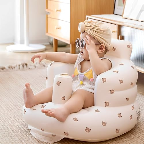 JIAMIAN Siège Gonflable Pour Bébé, Chaise De Bébé Portable, Canapé Gonflable Pour Bébé, Siège Gonflable Pour Bébé Avec Pompe à Air Intégrée, Convient Aux Bébés De 3 à 36 Mois