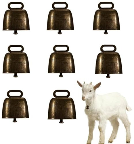 8 Stück Vintage Mini Kuhglocke Ziegenglocke, Kuhglocken aus Metall, Mini Kuhglocke, Retro Eisenglocke, Tierglocke Anti-Lost Bells Glocken, Weideglocke für Rinder und Pferde, Bauernhof Tierglocke