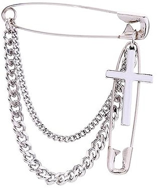 Homoyoyo Sicherheitsnadel Brosche Mit Kette – Elegante Kreuz Anstecknadel Für Christliche Anlässe - Ideal Als Brustnadel Für Cardigans - Kragen Und Schals