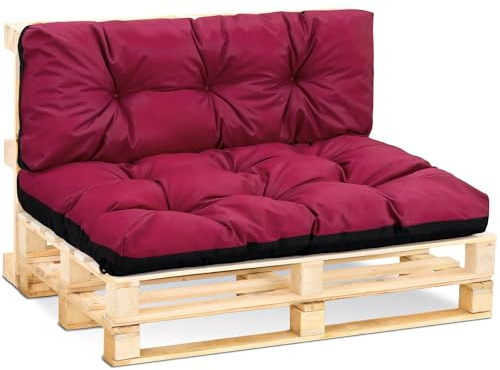 Amazinggirl Palettenkissen Outdoor Kissen Rückenkissen 120x40 cm - Auflagen für Paletten Europaletten Palettensofa und Palettenmöbel Palettenpolster 120 x 40 Bordeaux