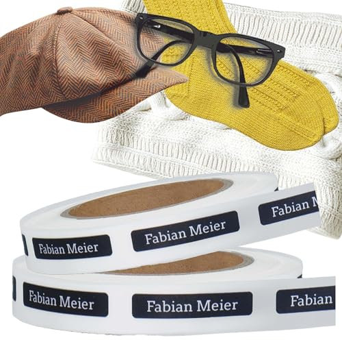Kiwistar - Namensaufkleber zum Aufbügeln mit Wunschtext - 100 Stück - 6 x 1cm - schwarz - Bügeletiketten für Kleidung in Pflegeheim, Seniorenheim & Altersheim - waschfest, personalisierbar, langlebig