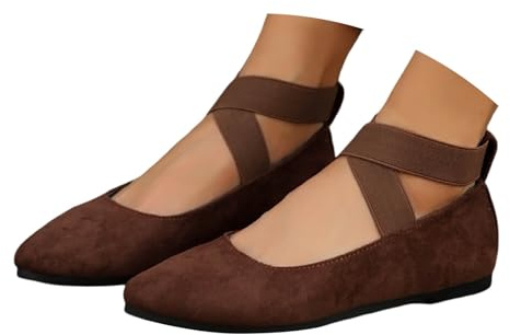 Hsternexy Ballerinas Damen Elegant Sportlich Riemchenballerina Sommerschuhe Mittelalter Weite H Ballerina Schuhe Flache Bequem Trachtenschuhe Mädchen Gymnastikschuhe