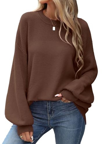 heekpek Pull Femme Hiver Chaud Chic et Élégant Col Rond Oversize Doux Pull Grosse Maille Femme Sweat Décontractée Manche Longue Haut Automne