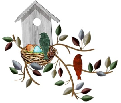 Sharplace Scultura in Metallo per Decorazione di Casetta per Uccelli, Ornamento da Parete, Arte per Esterni, Uccello Verde