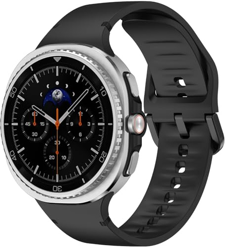 Strap Compatible for Samsung Galaxy Watch 8 Classic Straps 46mm 40mm 44mm, Silicone Sport Replacement Straps Bands for Galaxy Watch 8 40mm 44mm/Classic 46mm Strap Band (Black, M/L)