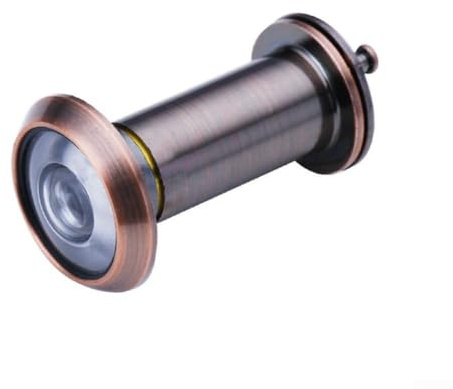 Door Viewer with 180 Degree Wide Angle Lens, Metal Frame Construction, Privacy Back Cover, Fits Thick Doors for Home Security (Red bronze)