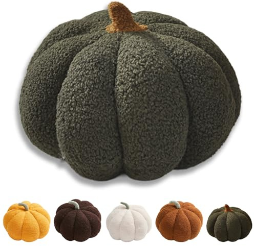 MORAINJAY Oreiller Citrouille Vert,28cm Citrouille Peluche Thanksgiving Halloween Décoration d'automne pour Maison,Coussin Doux et Décoratif,Idée Cadeau Saisonnière