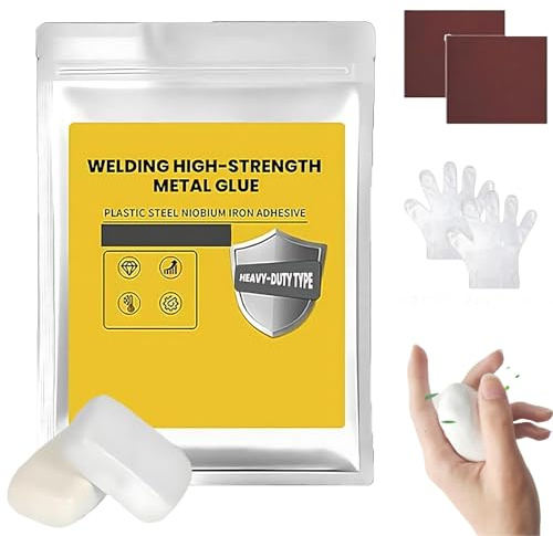 Mud Iron Glue, Repair Mud Iron Glue, Welding High-Strength Metal glue, Waterproof Heat Resistant for Metal, Ceramic, Plastic, And Wood, With Bring Sandpaper and Disposable Gloves, 160g (White)