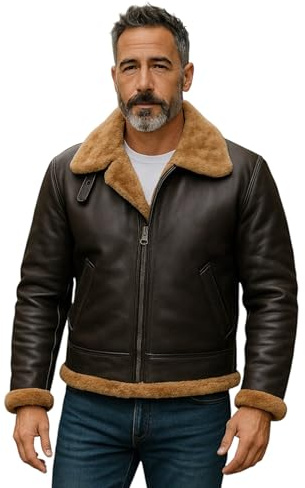 Infinity Leather Blouson aviateur B3 en peau de mouton véritable pour homme, style aviation vintage de la Seconde Guerre mondiale.