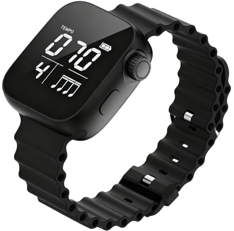 Jectse Vibrierende Metronom-Uhr, Metronom-Armbanduhr Zum Üben von Gitarre, Violine, Klavier, Schlagzeug, Musik-Übungs-Workout, Tempo-Trainer mit Sportmodus für Instrumente (SILVER)