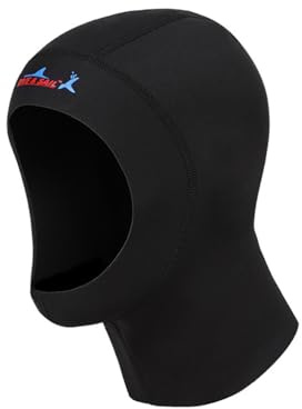 QUXVUIS DIVE SAIL 1MM Casquettes de plongée Néoprène CR Super Élastique avec Épaule Résistant au Soleil Hiver Natation Surf Bonnet de Bain pour Hommes, 【M】