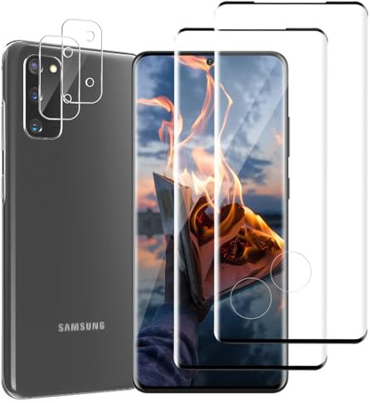 Cable Leader 2+2 Stück Schutzfolie für Panzerglas für Samsung Galaxy S20 5G, 9H Härte Anti-Kratz Fingerabdruck-ID Samsung S20 Displayfolie, 3D Curved Bläschenfrei Ultra Transparent Anti-Öl Schutzglas
