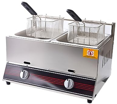 Friggitrice a Gas Professionale ad Alta Capacità - Friggitrice da Banco in Acciaio Inossidabile 10L/20L con Cestello e Fiamma Regolabile, per Ristoranti, Chioschi di Gastronomia, Catering