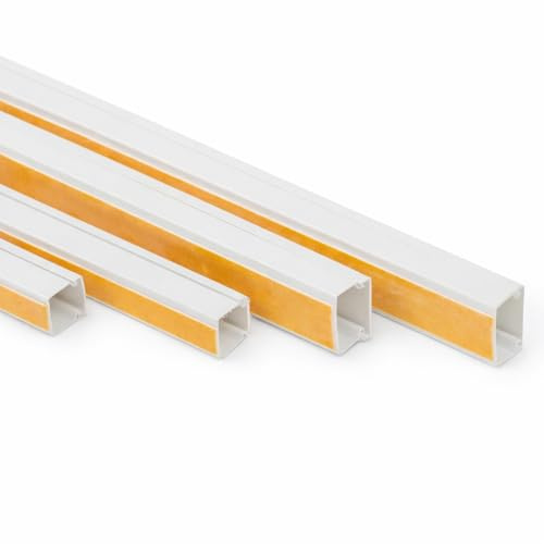 Canaleta para cables de PVC autoadhesiva, 10 metros, color blanco, flexible y adaptable, elegante canal para cables para el hogar y la oficina (10 m, 16 x 16 mm, 10 x 1 m)