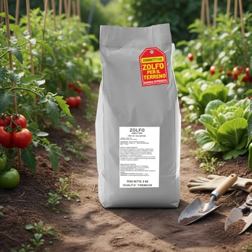 Zolfo Correttivo per Terreno 87%, Rinverdente Rapida Efficacia, Migliora Nutrienti e Struttura del Suolo, 8 kg