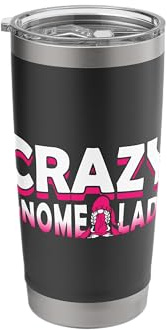 Lawn Garden Crazy Gnome Lady Design for a Garden Dwarf Fan Stainless Steel Insulated Tumbler
