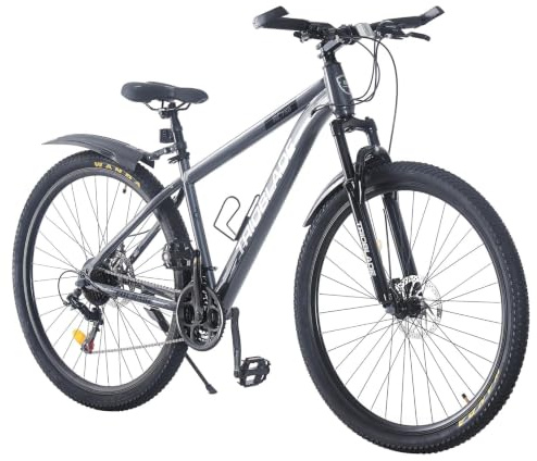 LSBIKE 24/26/27,5/29 Zoll Premium Mountainbike, 21 Gang Schaltung Erwachsene Outdoor Fahrrad, Gabelfederung, Doppel Scheibenbremsen, Verstellbarem Ergonomischen Sitz, MTB Fahrrad