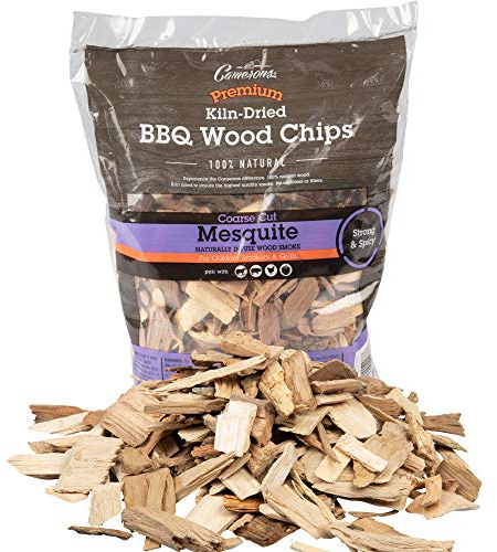 Camerons All Natural Mesquite Wood Chips for Smoker -260 Cu In Bag, Approx 2 Pounds- Kiln Dried Coarse Cut BBQ Grill Wood Chips for Smoking Meats - Barbecue Smoker Accessories - Grilling Gifts for Men