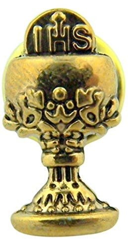 Broche en alliage de zinc avec motif calice et raisin 1,9 cm Doré