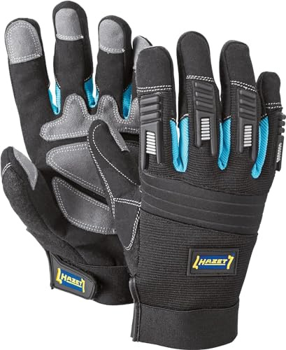 HAZET Mechaniker Handschuhe 1987-5L I Abriebbeständige, Rutschfeste Handschuhe in Größe L I Atmungsaktiv und Waschbar I Idealer Schutz für anspruchsvolle Aufgaben I Material: Kunstleder und PVC