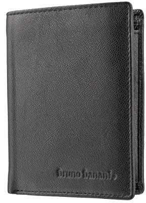bruno banani Portemonnaie für Männer aus Echt Leder, Herren Portemonee im Hochformat - Schwarz 3369