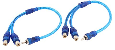 sourcing map RCA 2 Hembra a 1 MasculinoDisidente Audio Estereo Y Adaptador de Cable del Conector 2 Pcs