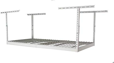 SafeRacks Overhead Garage Storage Rack - Heavy Duty Racks for Garage with 400 lb Capacity, Easy Garage Shelving, Adjustable Storage Rack, Ceiling Mount Storage Shelves 3x6 White (12-21)